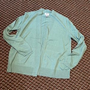 Green open front cardigan sweater